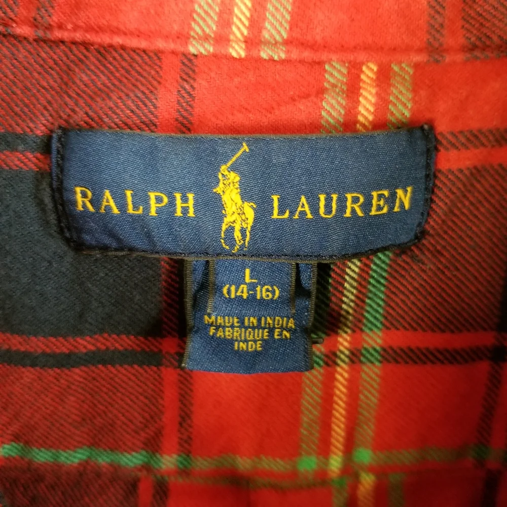 Ralph‎ Lauren Shirt Boys L (14-16) Multicolored Long Sleeve Button Down Kids